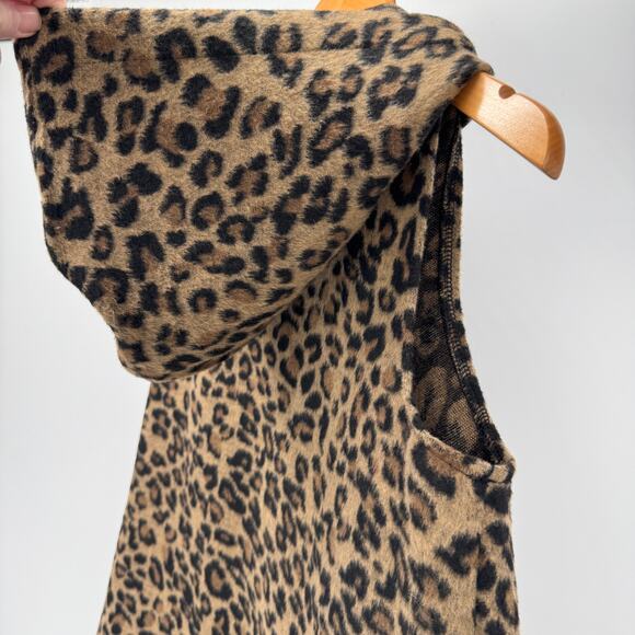 BKE Leopard Vest Womens XS Hooded Jacket Fringe Detail Single Button COMFY NEW - Picture 6 of 11